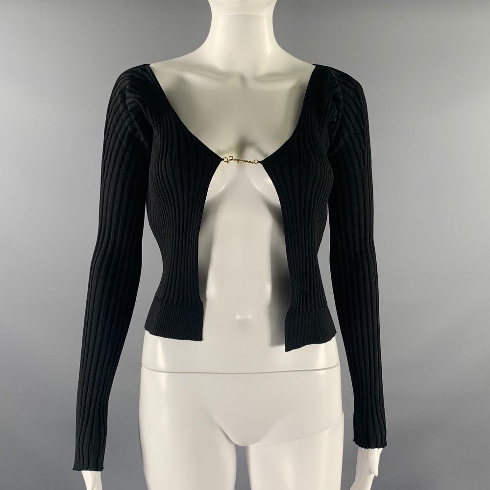 JACQUEMUS Size 2 Black Viscose / Polyamide Long Sleeve Casual Top